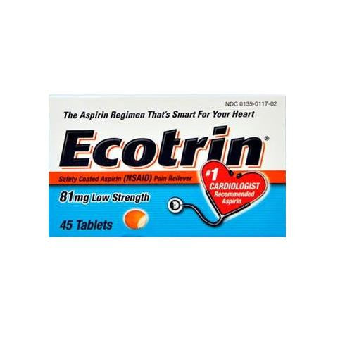 Ecotrin Adult Low Dose 81Mg Safety Coated Aspirin Tablets - 45 Ea